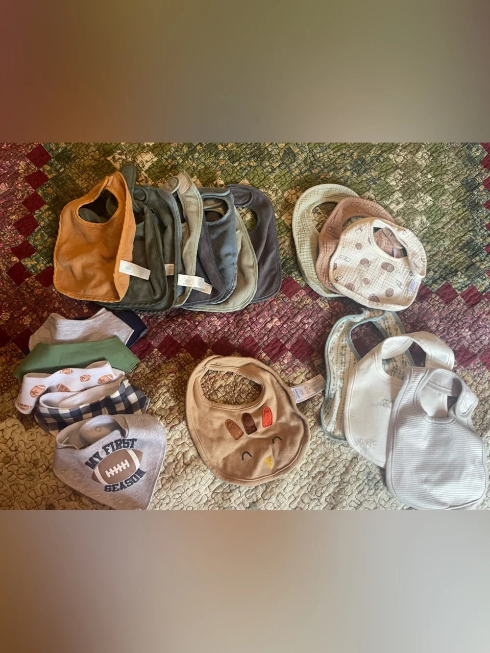 cloud island Neutral & Earth Tone Baby Bib Lot -with assorted brands
